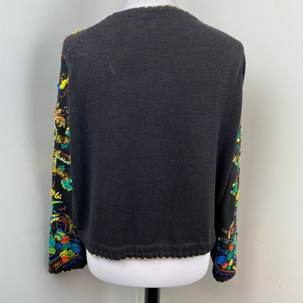 Michael Simon Vintage Year of the Dragon Embroidery Beaded Artwork Sweater Sz 2 - Picture 6 of 9